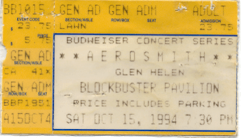 The ticket to my first Aerosmith concert